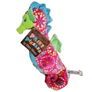 Print Pizazz by Mary Meyer Pink Blue Bright Colorful Seahorse Stuffed Animal 12"